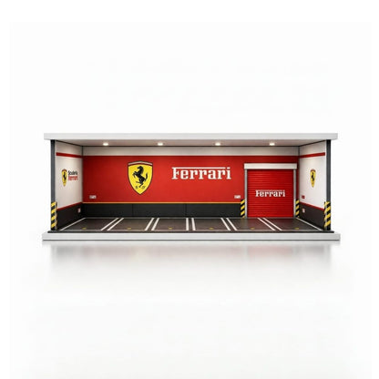 Ferrari Inspired Racing Garage Diorama Display Case for 1:64 Scale Diecast Cars