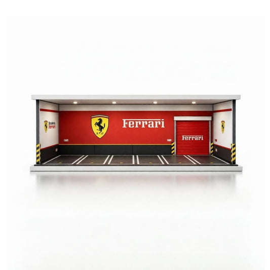 Ferrari Inspired Racing Garage Diorama Display Case for 1:64 Scale Diecast Cars