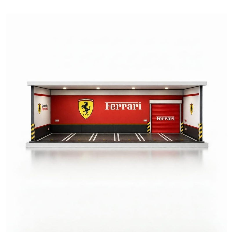 Ferrari Inspired Racing Garage Diorama Display Case for 1:64 Scale Diecast Cars