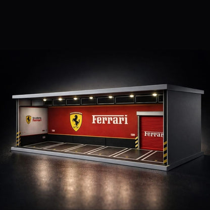 Ferrari Inspired Racing Garage Diorama Display Case for 1:64 Scale Diecast Cars