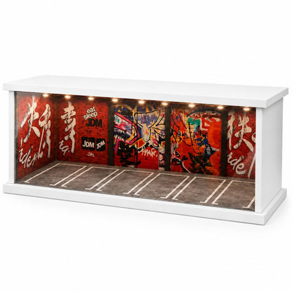 JDM Street Art Garage Diorama Display Case for 1:64 Scale Diecast Cars | Premium LED Display