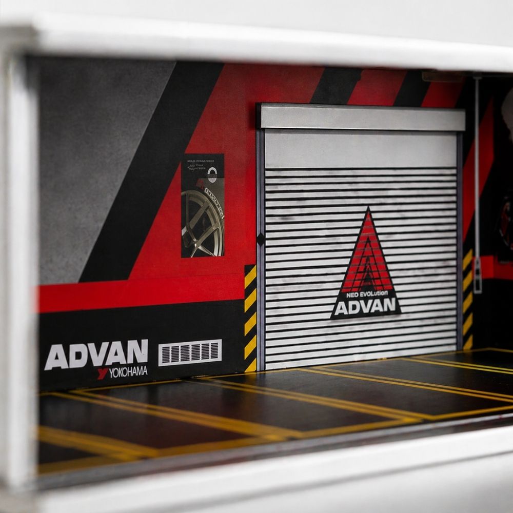 Premium ADVAN Inspired Motorsport Garage Display | 1:64 Scale Diecast Diorama