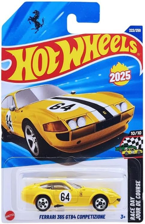 Hot Wheels Ferrari 365 GTB4 Competizione [Yellow] Race Day 10/10, 222/250