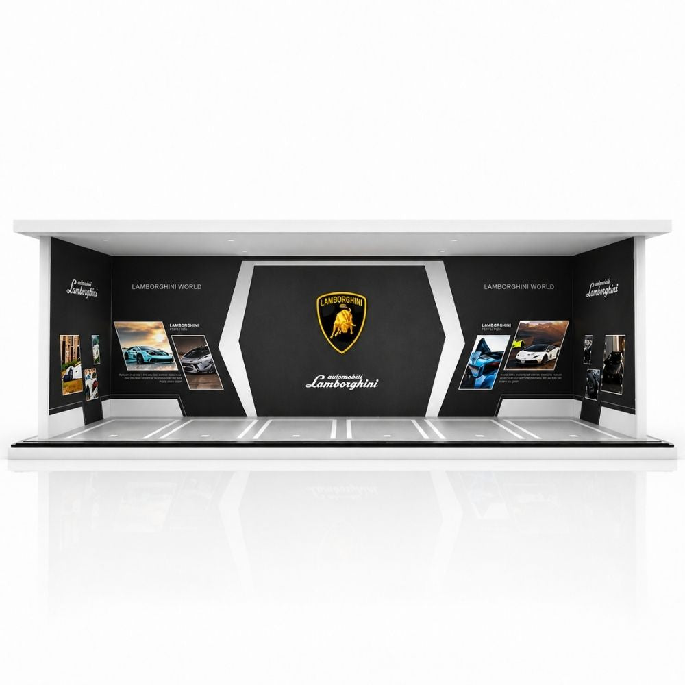 Luxury Supercar Showroom Garage Diorama Display Case for 1:64 Scale Diecast Cars | Premium LED Display