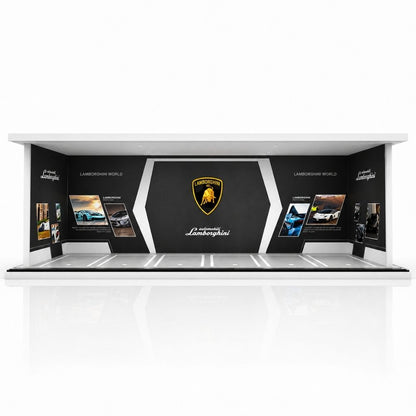 Luxury Supercar Showroom Garage Diorama Display Case for 1:64 Scale Diecast Cars | Premium LED Display