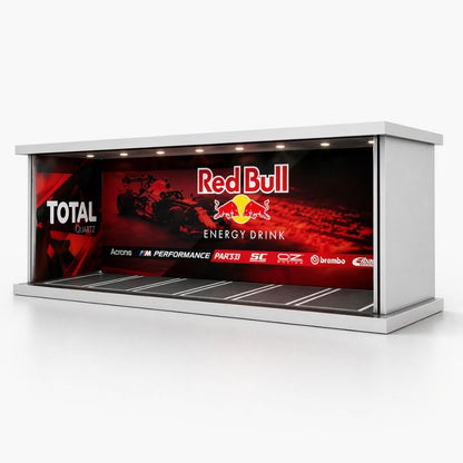 Premium Formula Racing Garage Diorama Display Case for 1:64 Scale Diecast Cars
