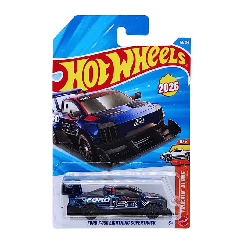 Hot Wheels Ford F-150 Lightning Supertruck Truckin Along Ages 3 and Up 151/250 (Blue)