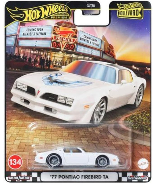 Hot Wheels Boulevard™ 77 Pontiac Firebird T/A Premium 1:64 Scale Sports Car, Full Metal Body Construction & Real Riders™ Tires, Toy for Collectors & Car Enthusiasts