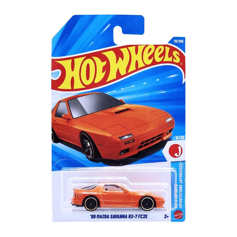 Hot Wheels 89 Mazda Savanna RX-7 FC3S HW J-Imports Ages 3 and Up 112/250 (Orange)