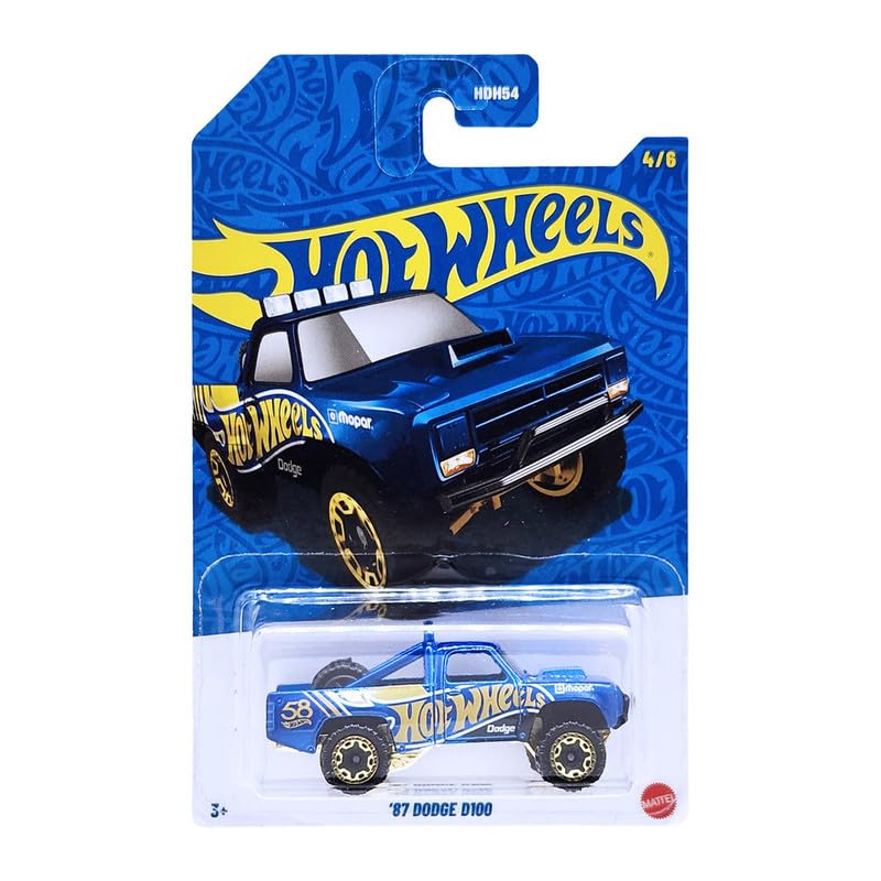 Hot Wheels 55th Anniversary 87 Dodge D100 for 3 Years & Above 4/6 (Blue/Gold)
