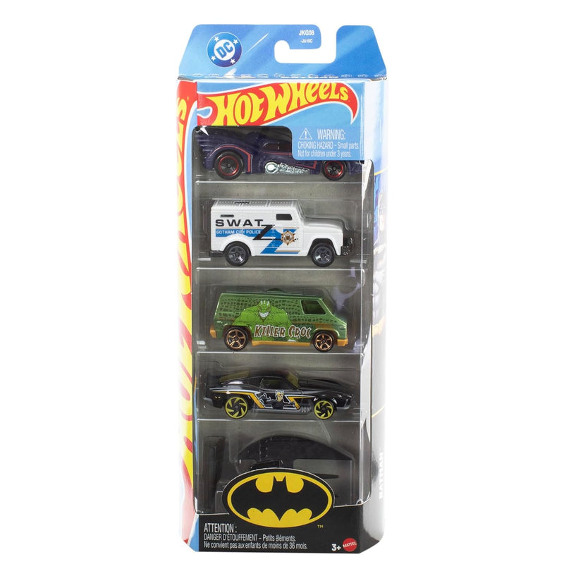 Hot Wheels 5-Pack of Batman Vehicles, Set of 5 1:64 Scale Die-Cast Toy Cars, Including a Batmobile, Batplane & Armored Truck