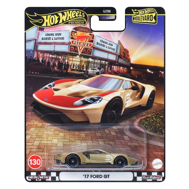 Hot Wheels Boulevard™ '17 Ford GT Premium 1:64 Scale Sports Car, Full Metal Body Construction & Real Riders™ Tires, Toy for Collectors & Car Enthusiasts