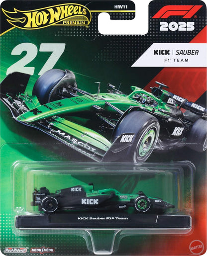 Hot Wheels 1:64 Scale Premium Race Team Sauber - Driver 1 Die-Cast Formula 1® Collectible Toy Race Car with Real Riders Tires & Metal/Metal Body & Chassis
