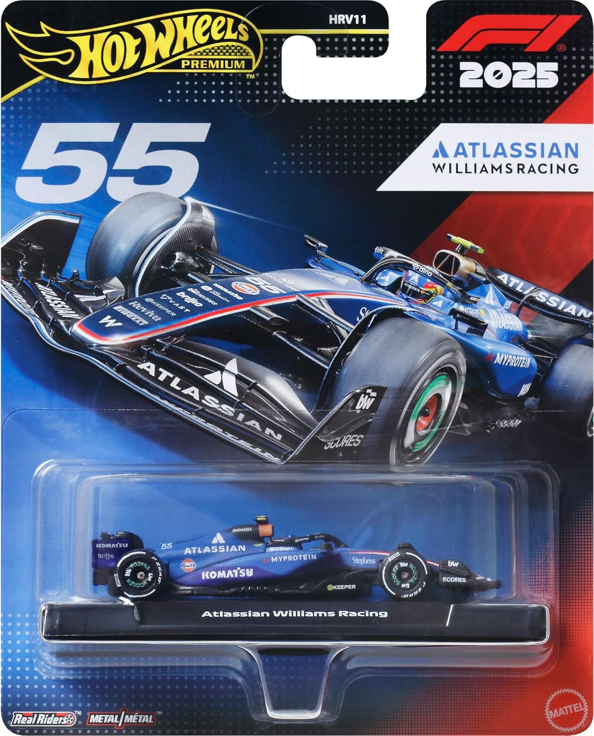 Hot Wheels 1:64 Scale Premium Race Team Williams - Driver 1 Die-Cast Formula 1® Collectible Toy Race Car with Real Riders Tires & Metal/Metal Body & Chassis