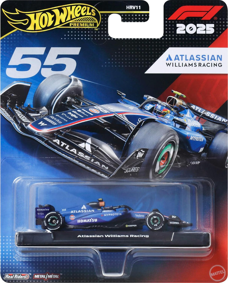 Hot Wheels 1:64 Scale Premium Race Team Williams - Driver 1 Die-Cast Formula 1® Collectible Toy Race Car with Real Riders Tires & Metal/Metal Body & Chassis