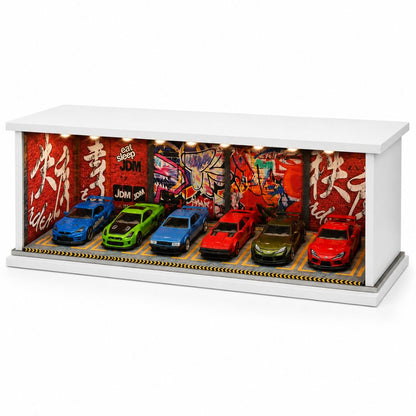 JDM Street Art Garage Diorama Display Case for 1:64 Scale Diecast Cars | Premium LED Display