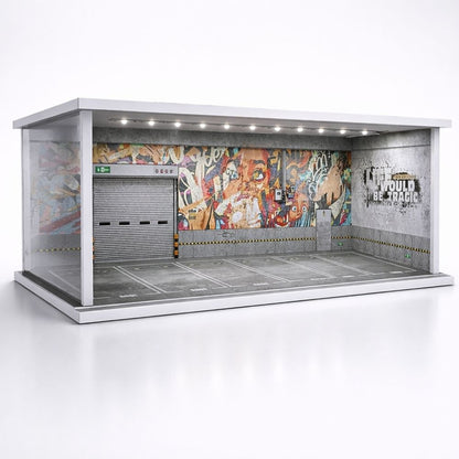 Premium 1:64 Scale Diecast Display Garage Diorama with LED Lights | MDF Collector Display Case for Hot Wheels, Mini GT, Tarmac Works & Tomica