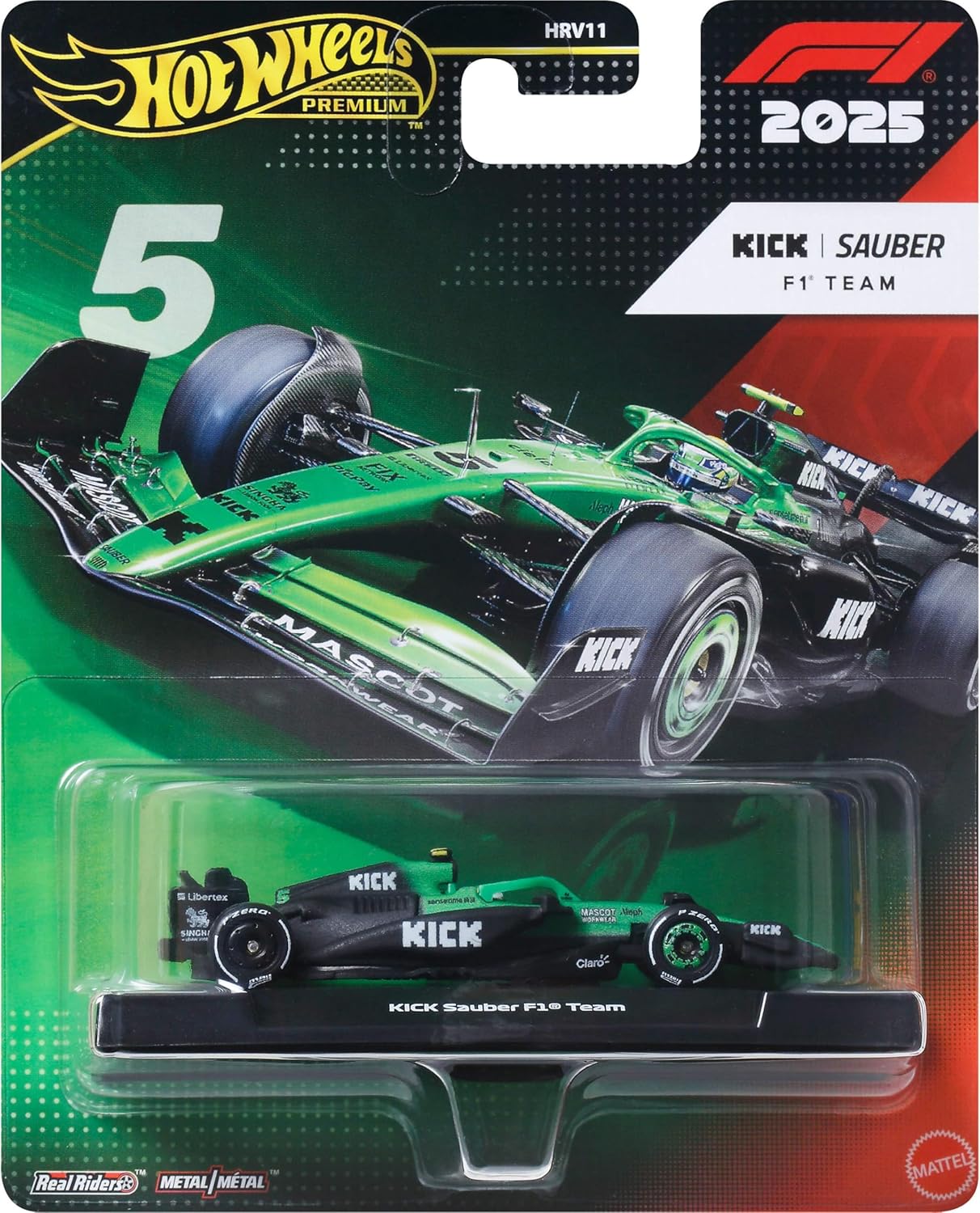 Hot Wheels 1:64 Scale Premium Race Team Sauber - Driver 2 Die-Cast Formula 1® Collectible Toy Race Car with Real Riders Tires & Metal/Metal Body &...