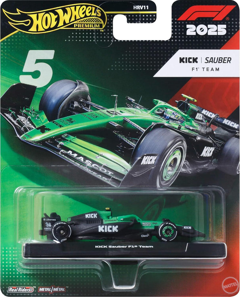 Hot Wheels 1:64 Scale Premium Race Team Sauber - Driver 2 Die-Cast Formula 1® Collectible Toy Race Car with Real Riders Tires & Metal/Metal Body &...