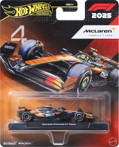 Hot Wheels 1:64 Scale Premium Race Team MCLAREN - Driver 2 Die-Cast Formula 1® Collectible Toy Race Car with Real Riders Tires & Metal/Metal Body &...