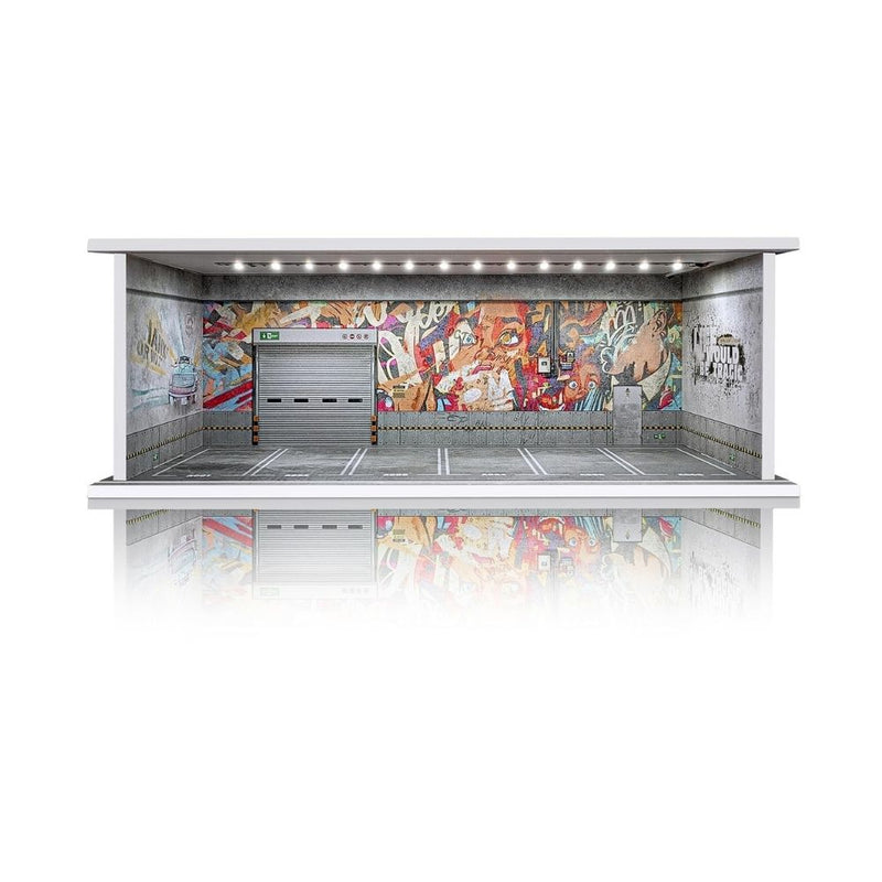Premium 1:64 Scale Diecast Display Garage Diorama with LED Lights | MDF Collector Display Case for Hot Wheels, Mini GT, Tarmac Works & Tomica