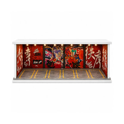 JDM Street Art Garage Diorama Display Case for 1:64 Scale Diecast Cars | Premium LED Display