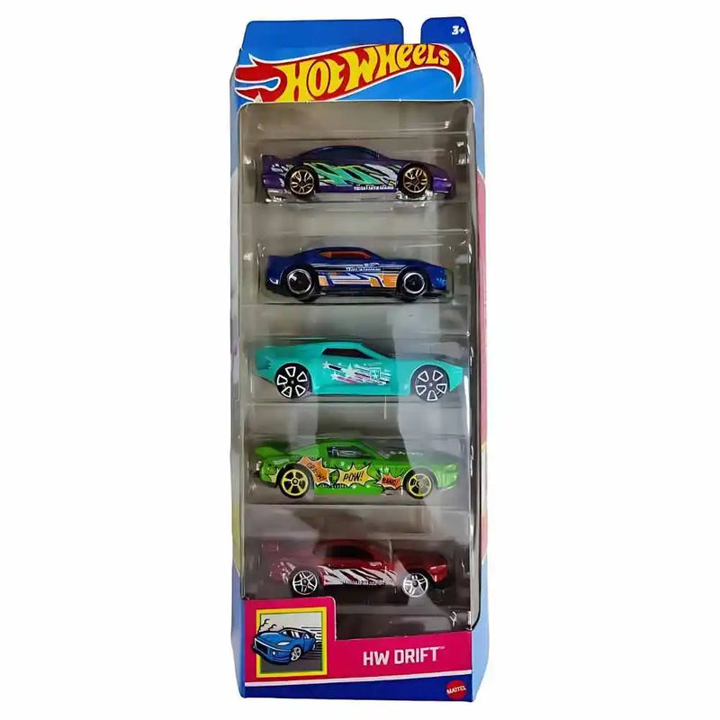 Hot Wheels Car 2024 HW Drift Pack of 5 (13 Ford Mustang GT, 17 Camaro ZL1, Bullet Proof, Custom 18 Ford Mustang GT, Nissan Silvia S15) Multi - Color