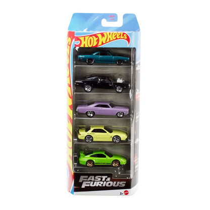 Hot Wheels 2025 Fast & Furious Pack of 5 (70 Dodge Charger RT, 1966 Chevrolet Impala, Porsche 911 Gt3 RS, 68 Plymouth Barracuda Formula S, Nissan...